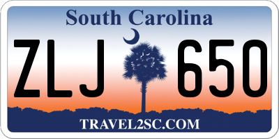 SC license plate ZLJ650
