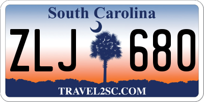SC license plate ZLJ680