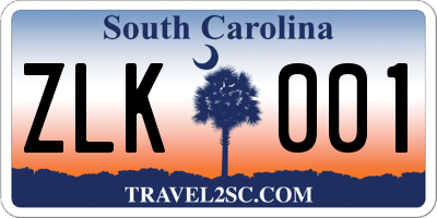SC license plate ZLK001