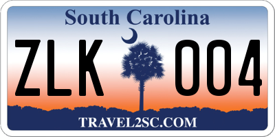 SC license plate ZLK004