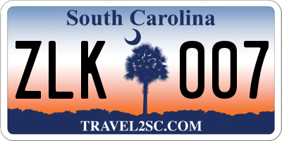 SC license plate ZLK007