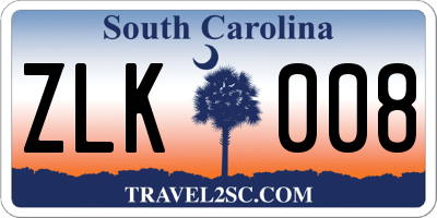 SC license plate ZLK008