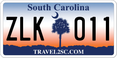 SC license plate ZLK011