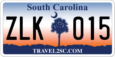 SC license plate ZLK015
