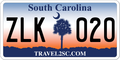 SC license plate ZLK020