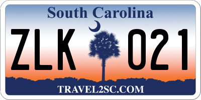 SC license plate ZLK021