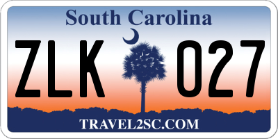 SC license plate ZLK027