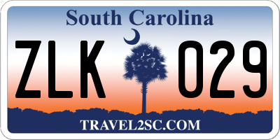 SC license plate ZLK029