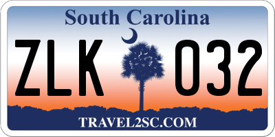 SC license plate ZLK032