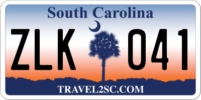 SC license plate ZLK041