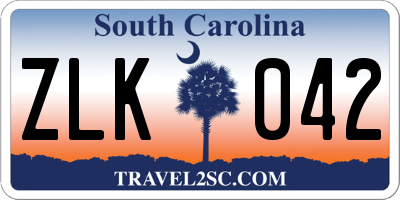 SC license plate ZLK042