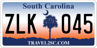 SC license plate ZLK045