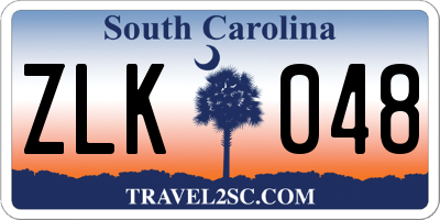 SC license plate ZLK048
