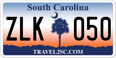 SC license plate ZLK050