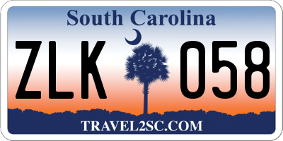 SC license plate ZLK058