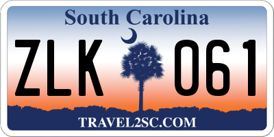 SC license plate ZLK061