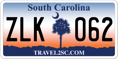 SC license plate ZLK062