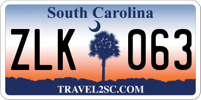 SC license plate ZLK063