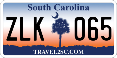 SC license plate ZLK065
