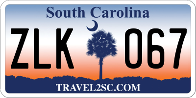 SC license plate ZLK067