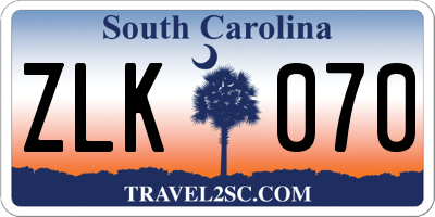 SC license plate ZLK070