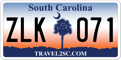 SC license plate ZLK071