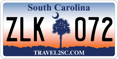 SC license plate ZLK072