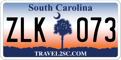 SC license plate ZLK073