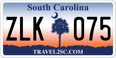 SC license plate ZLK075