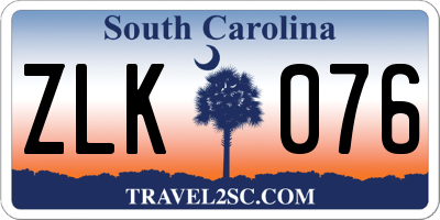 SC license plate ZLK076