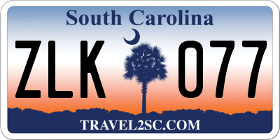 SC license plate ZLK077