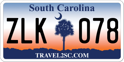 SC license plate ZLK078