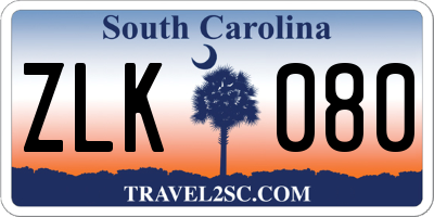 SC license plate ZLK080
