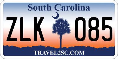 SC license plate ZLK085