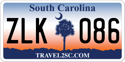 SC license plate ZLK086