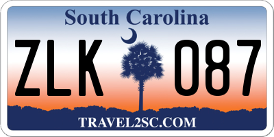 SC license plate ZLK087