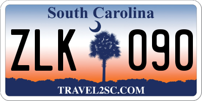 SC license plate ZLK090