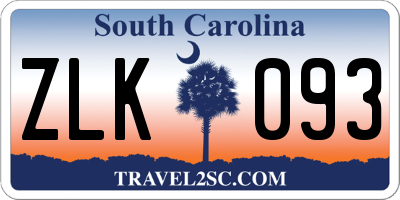 SC license plate ZLK093