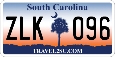 SC license plate ZLK096