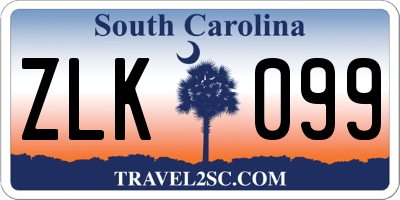 SC license plate ZLK099