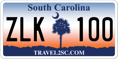 SC license plate ZLK100