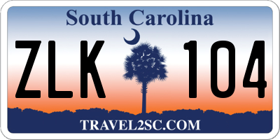 SC license plate ZLK104