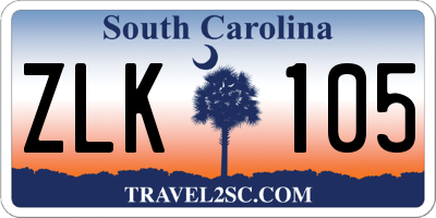 SC license plate ZLK105