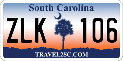 SC license plate ZLK106