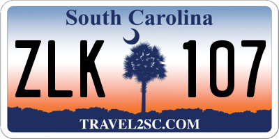 SC license plate ZLK107