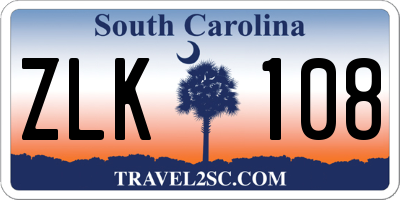 SC license plate ZLK108