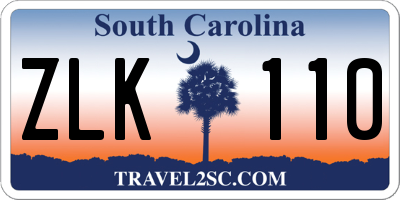 SC license plate ZLK110