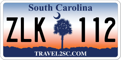 SC license plate ZLK112
