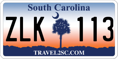 SC license plate ZLK113