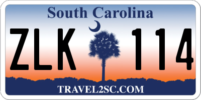 SC license plate ZLK114